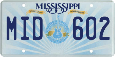 MS license plate MID602