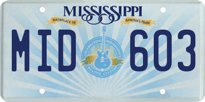 MS license plate MID603