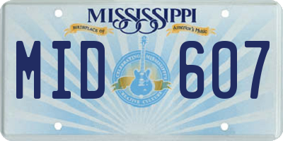 MS license plate MID607