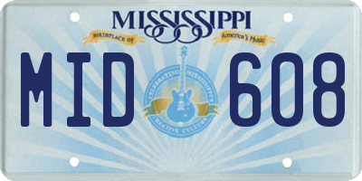 MS license plate MID608
