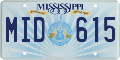 MS license plate MID615