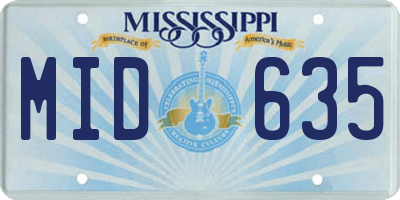 MS license plate MID635