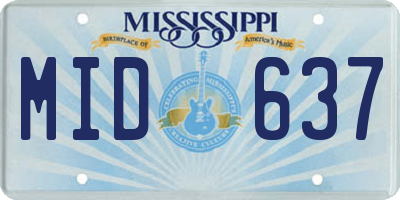 MS license plate MID637