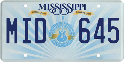 MS license plate MID645