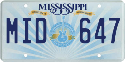 MS license plate MID647
