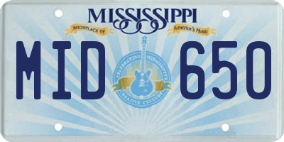 MS license plate MID650