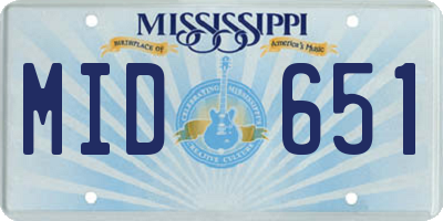 MS license plate MID651