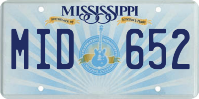 MS license plate MID652