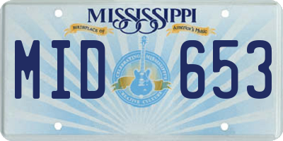 MS license plate MID653