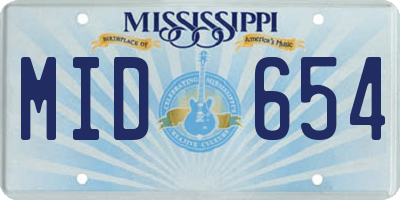 MS license plate MID654