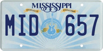 MS license plate MID657