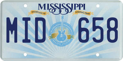 MS license plate MID658