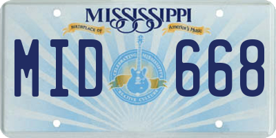 MS license plate MID668