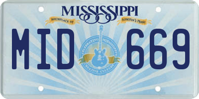 MS license plate MID669