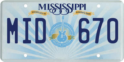 MS license plate MID670