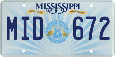 MS license plate MID672