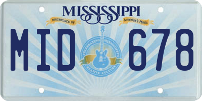 MS license plate MID678