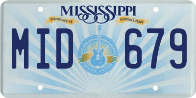 MS license plate MID679