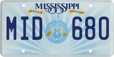 MS license plate MID680