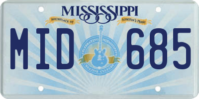 MS license plate MID685