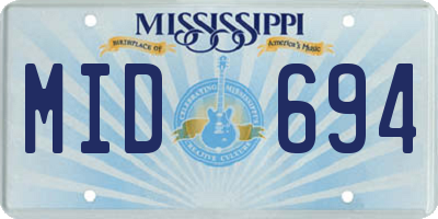 MS license plate MID694