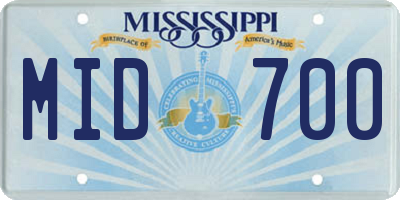 MS license plate MID700