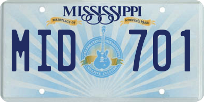 MS license plate MID701