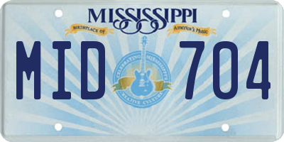 MS license plate MID704