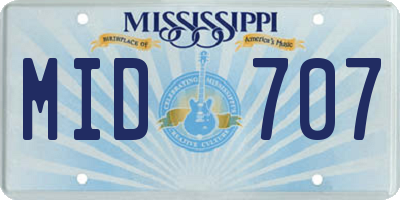 MS license plate MID707