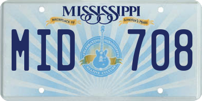 MS license plate MID708