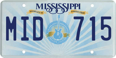 MS license plate MID715