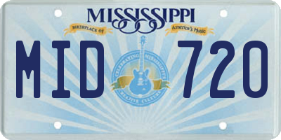 MS license plate MID720