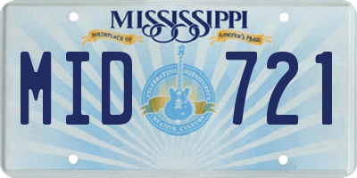 MS license plate MID721