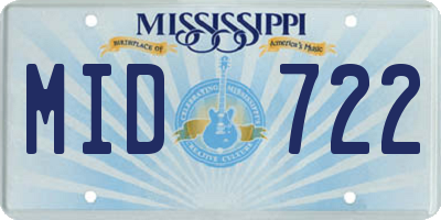 MS license plate MID722
