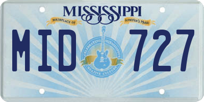 MS license plate MID727