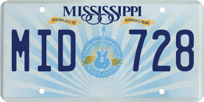 MS license plate MID728