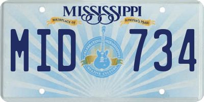 MS license plate MID734