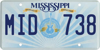 MS license plate MID738