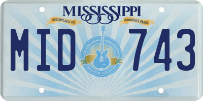 MS license plate MID743