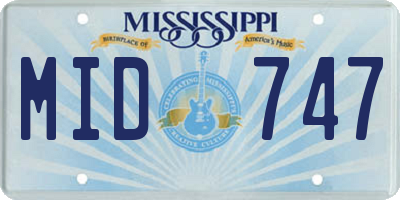 MS license plate MID747