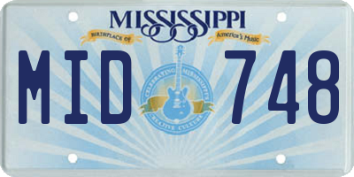 MS license plate MID748