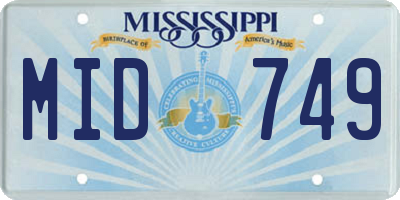 MS license plate MID749