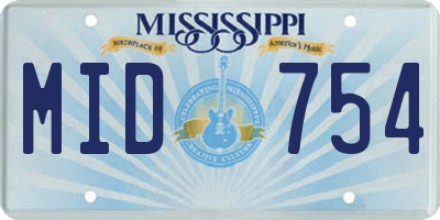 MS license plate MID754