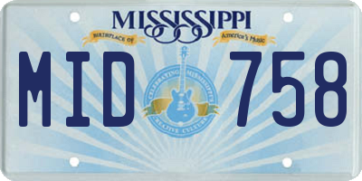 MS license plate MID758