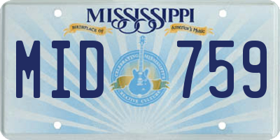 MS license plate MID759