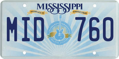 MS license plate MID760