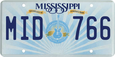 MS license plate MID766
