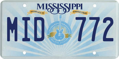 MS license plate MID772