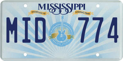 MS license plate MID774