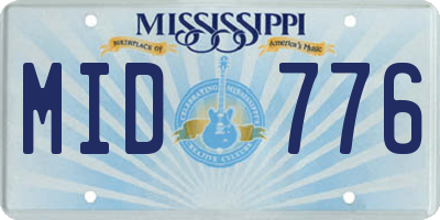 MS license plate MID776